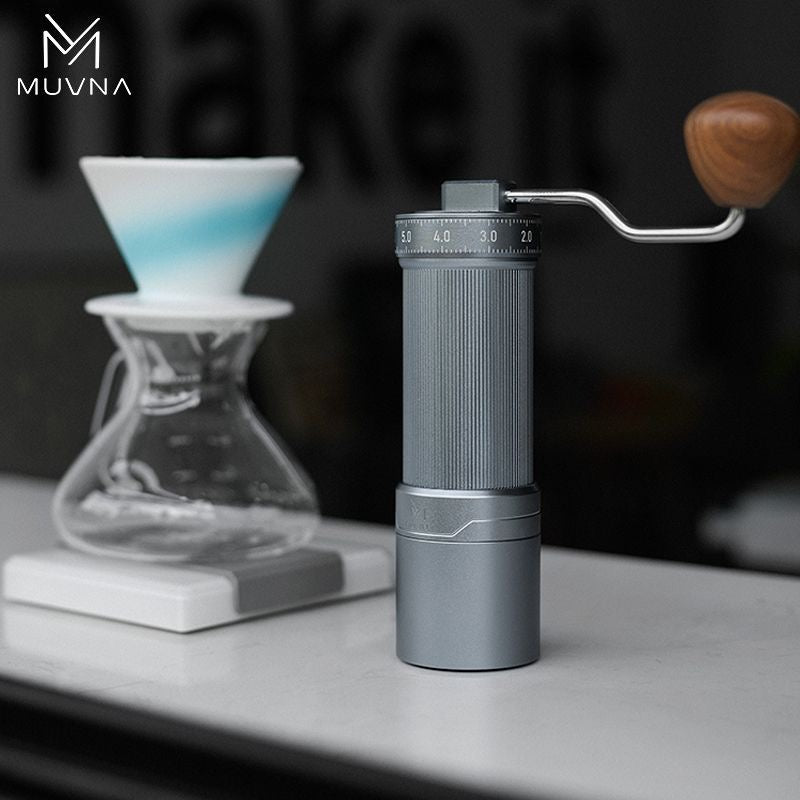 MUVNA Pour-Over Coffee Pot V-60 Set, Hand-Crank Grinder, Dripper, Sharing Kettle