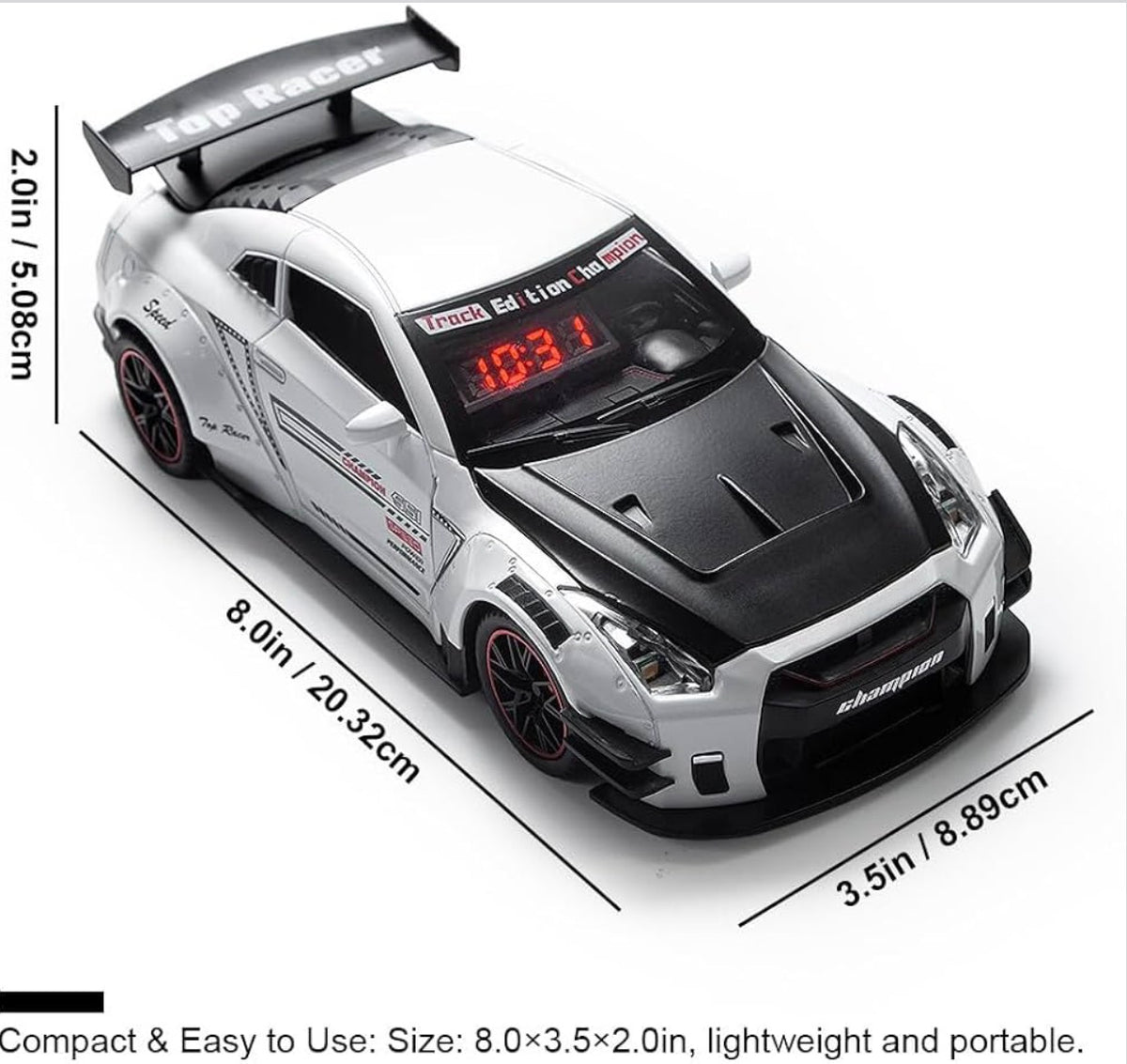 GTR ,Car Loud Alarm Clock for Heavy Sleepers Adults with Engine Sound Racing Alarm Clock