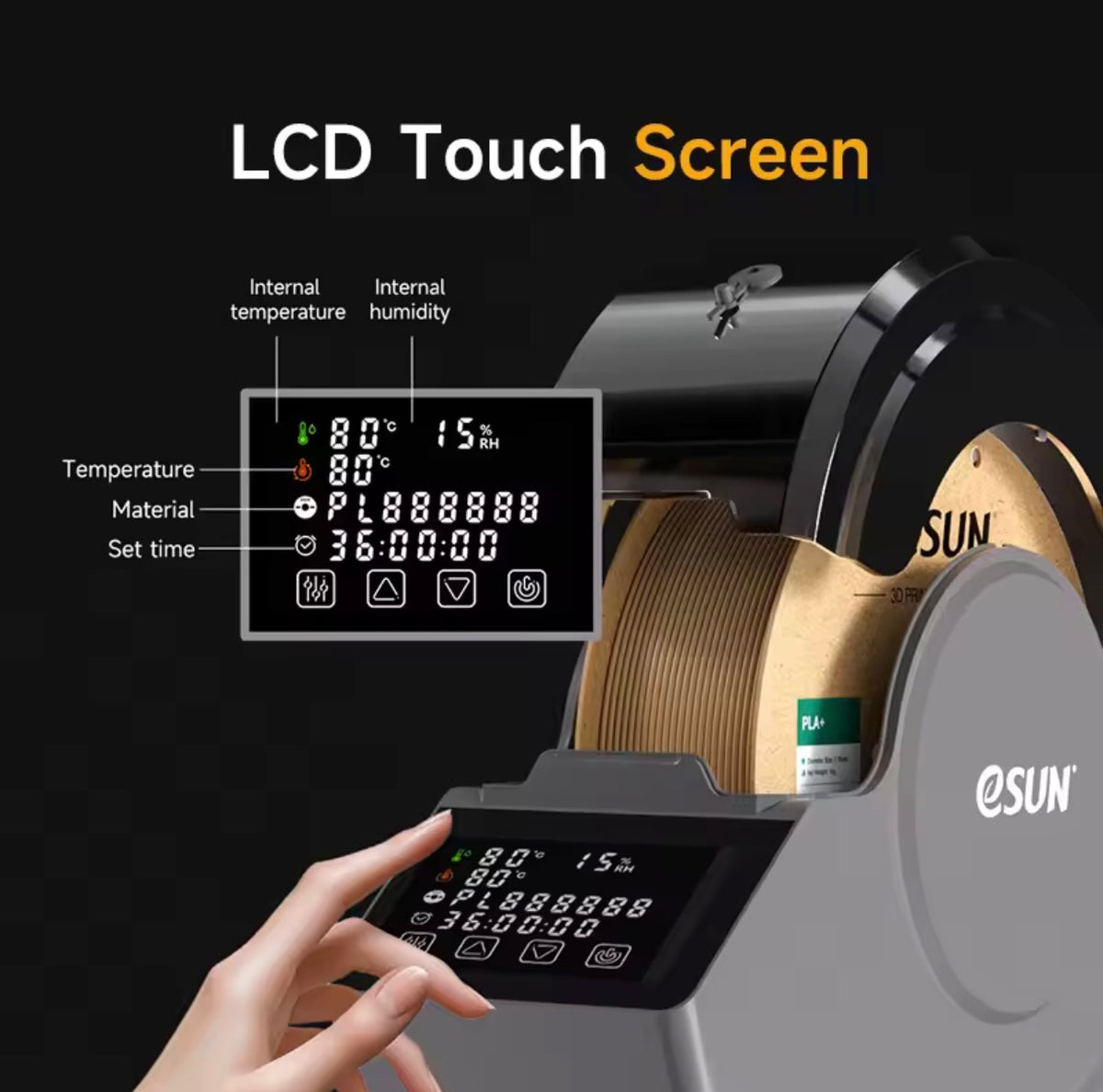 ESUN 3D Filament Dryer Upgraded 3D Filaments Drying Box eBox Pro Storage Holder High-temperature PI Heating 360°surrounded Dryer