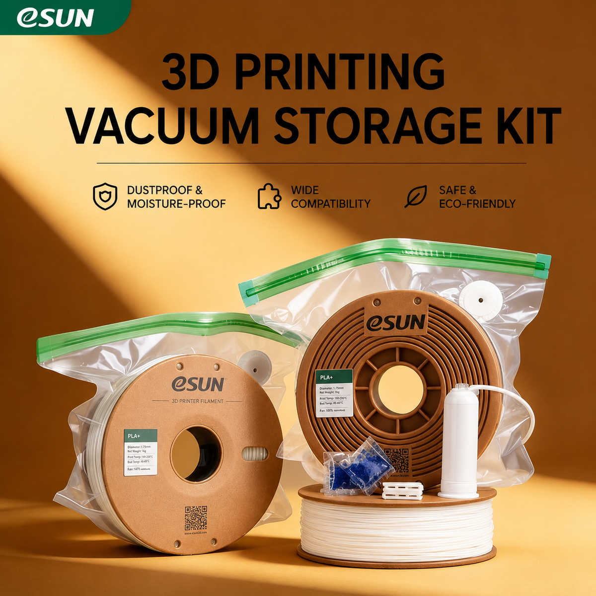ESUN Storage Bag Kit 3D Printing Silk PLA PETG TPU Filament Sealed Vacuum Keep Dry Avoid Moisture for 3D Printer Spools
