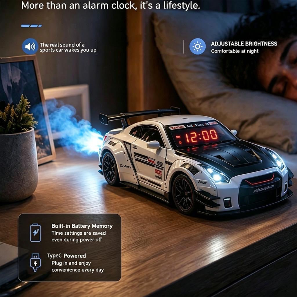 GTR ,Car Loud Alarm Clock for Heavy Sleepers Adults with Engine Sound Racing Alarm Clock