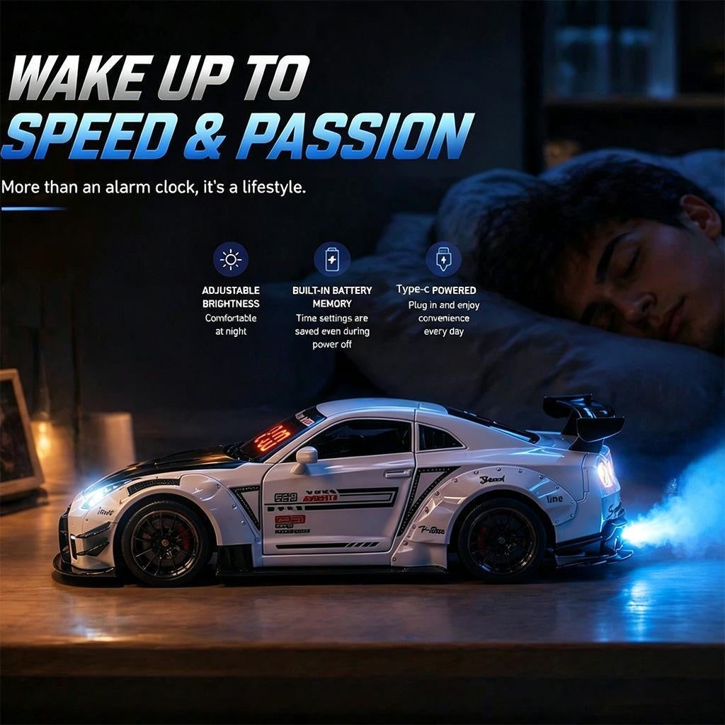 GTR ,Car Loud Alarm Clock for Heavy Sleepers Adults with Engine Sound Racing Alarm Clock